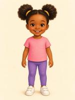 Girl with brown skin and afro puffs