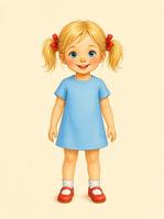 Girl with fair skin and blonde pigtails
