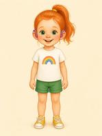 Girl with red hair and hearing aids