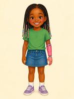 Girl with box braids and a prosthetic arm