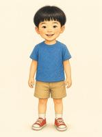 Boy with light-medium skin and a black bowl cut